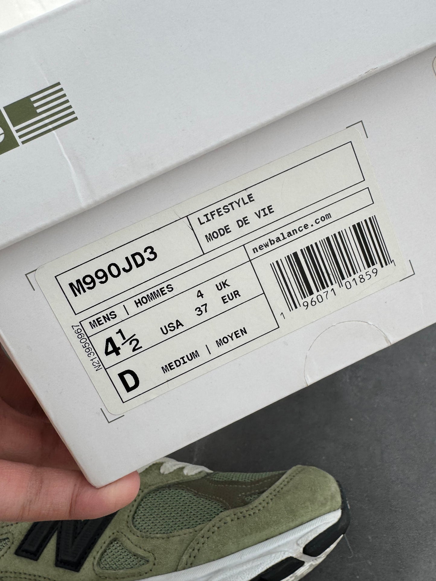 New Balance 990 V3 JJJJound MiUSA Olive US4.5