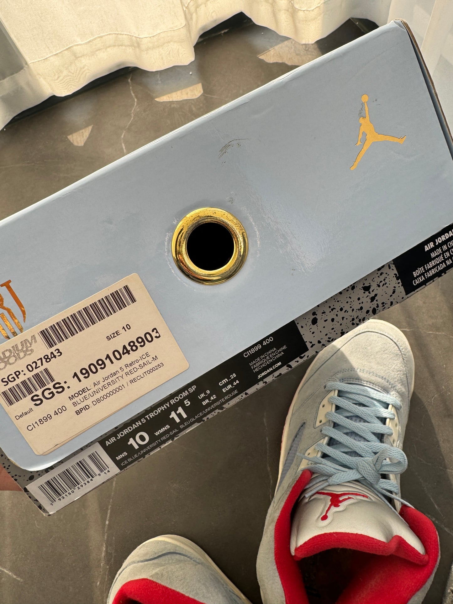 Air Jordan 5 Trophy Room Ice Blue US10
