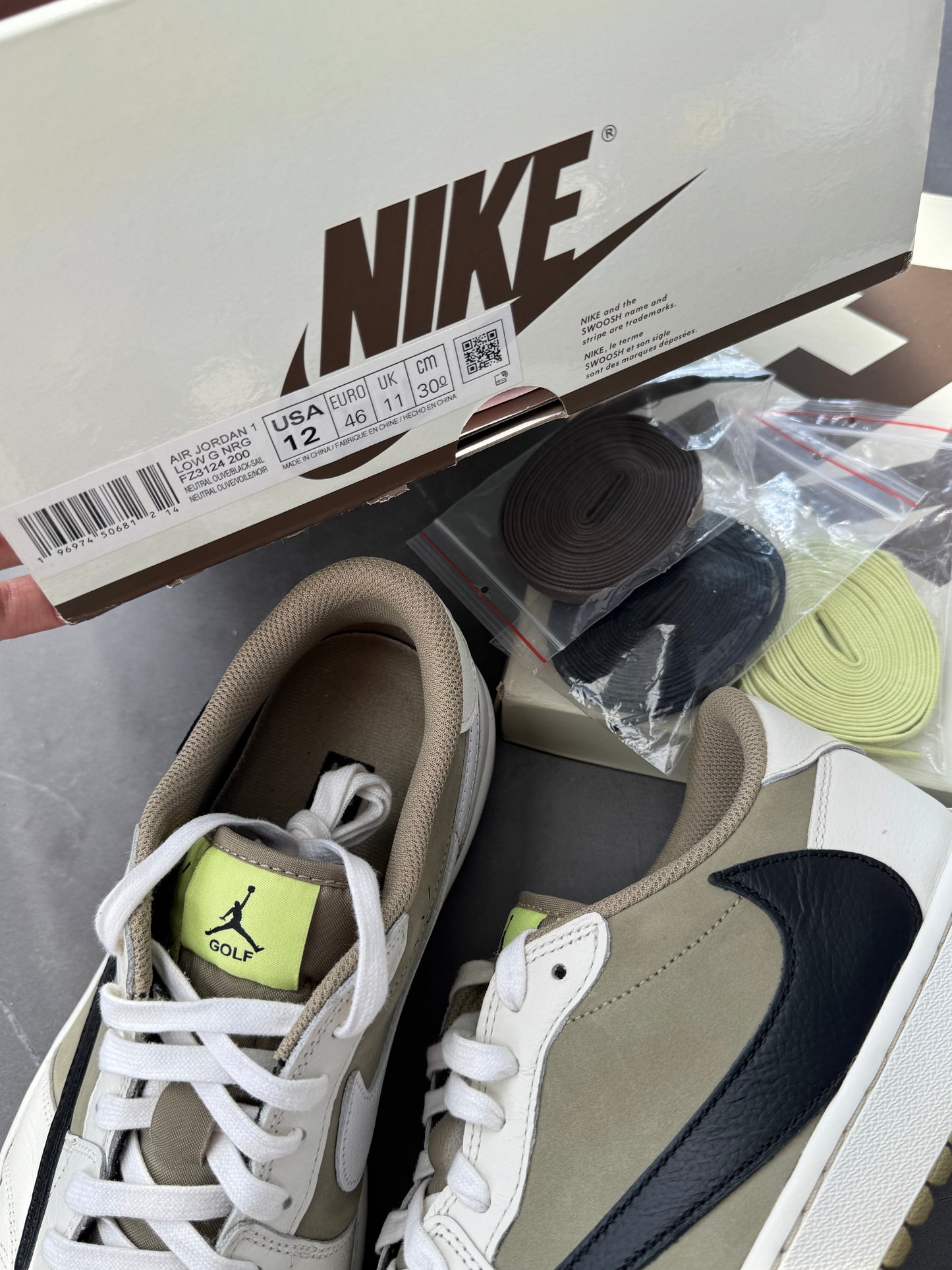 Air Jordan 1 Low Golf Travis Scott Netural Olive