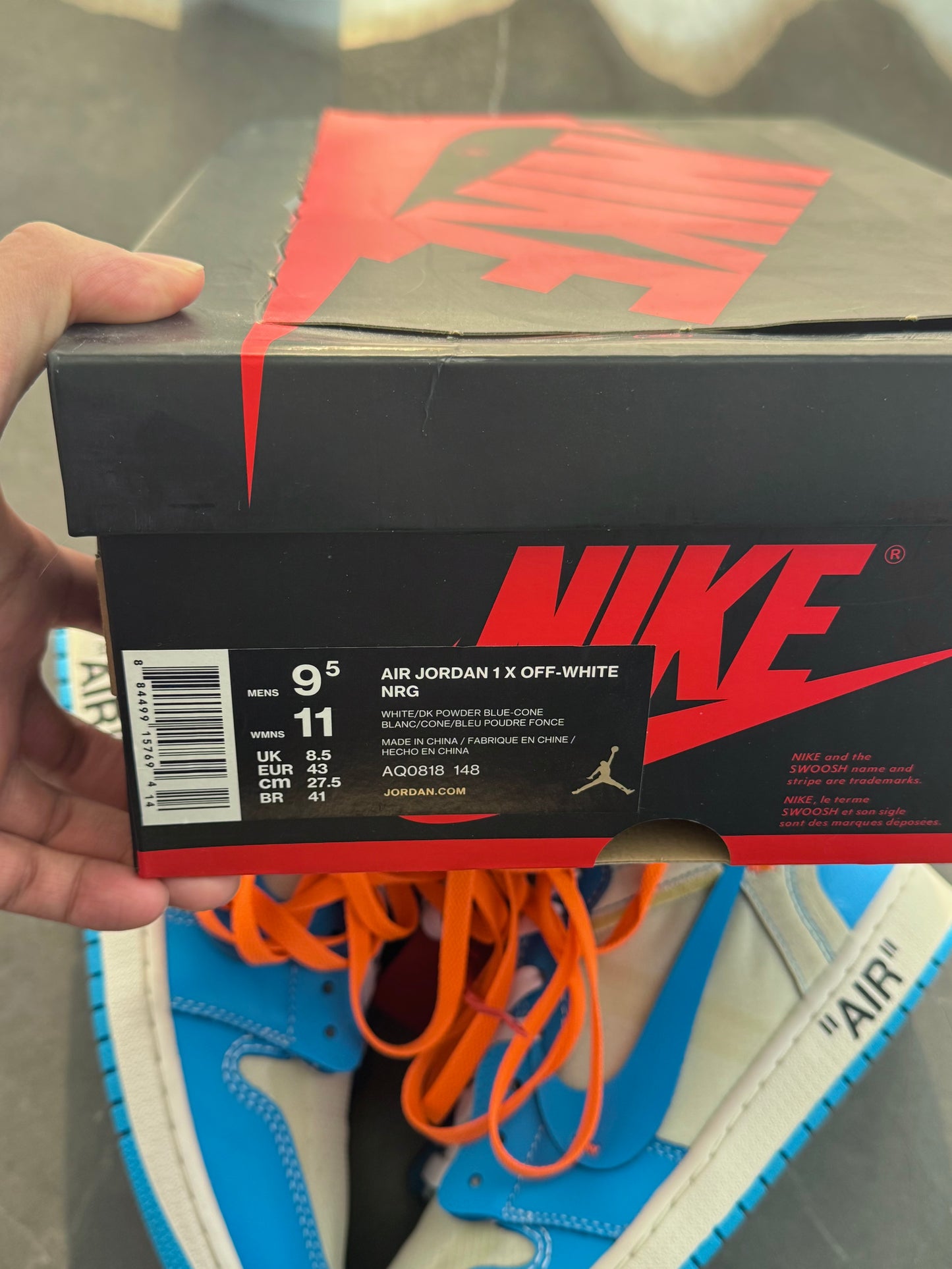 Air Jordan 1 High Off-White University Blue US9.5