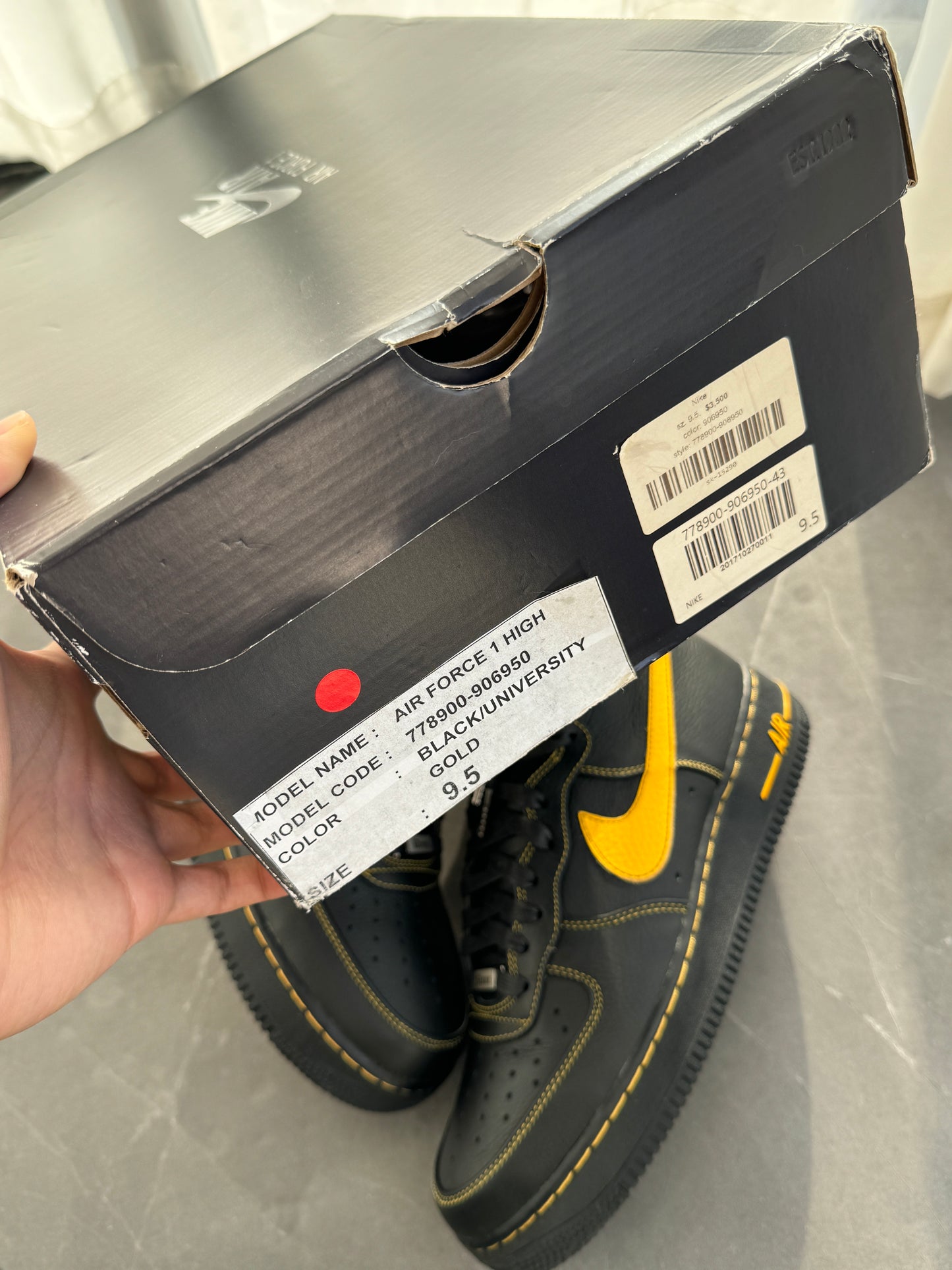 Air Force 1 High Vlone Black University Gold