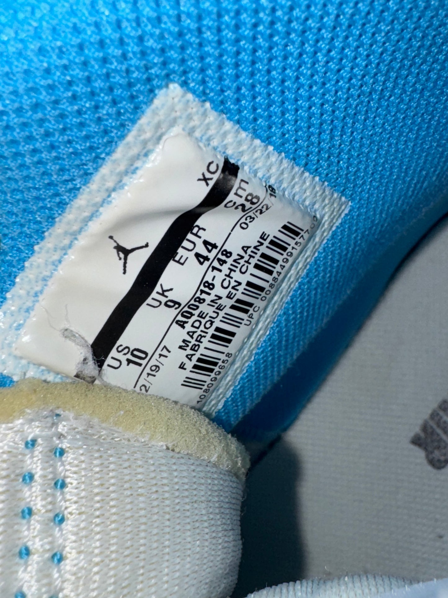 Air Jordan 1 High Off-White University Blue US10