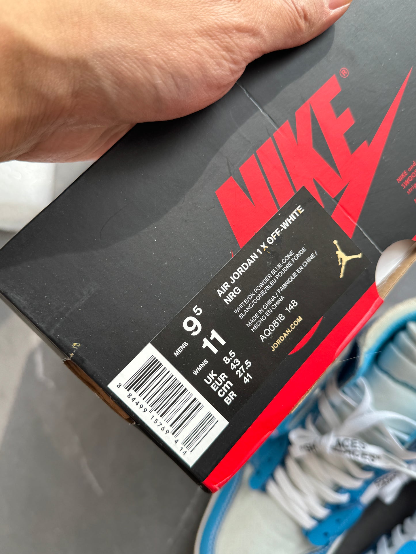 Air Jordan 1 High Off-White University Blue US9.5