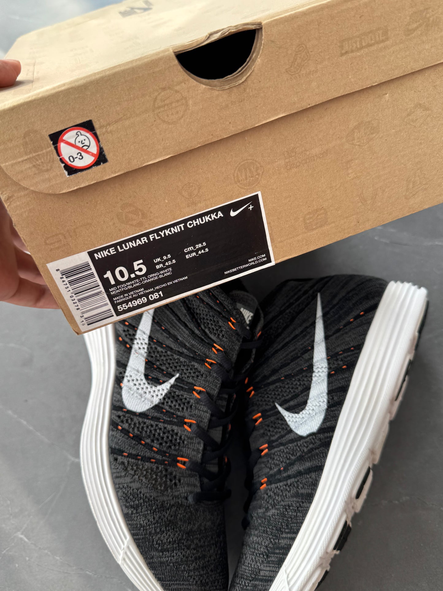 Nike Lunar Chukka Flyknit Midnight Fog Total Orange