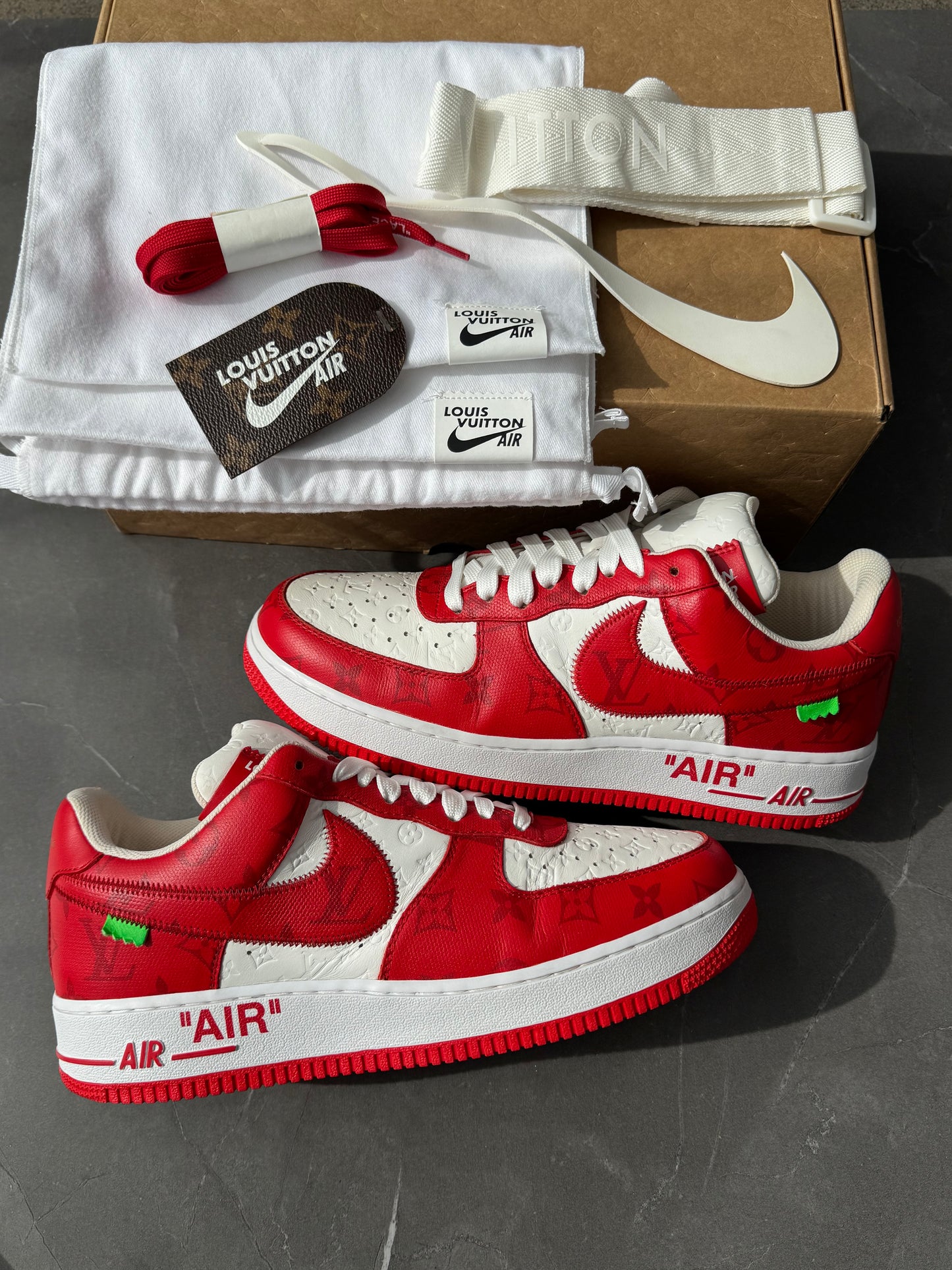 Louis Vuitton Air Force 1 Low By Virgil Abloh White Red