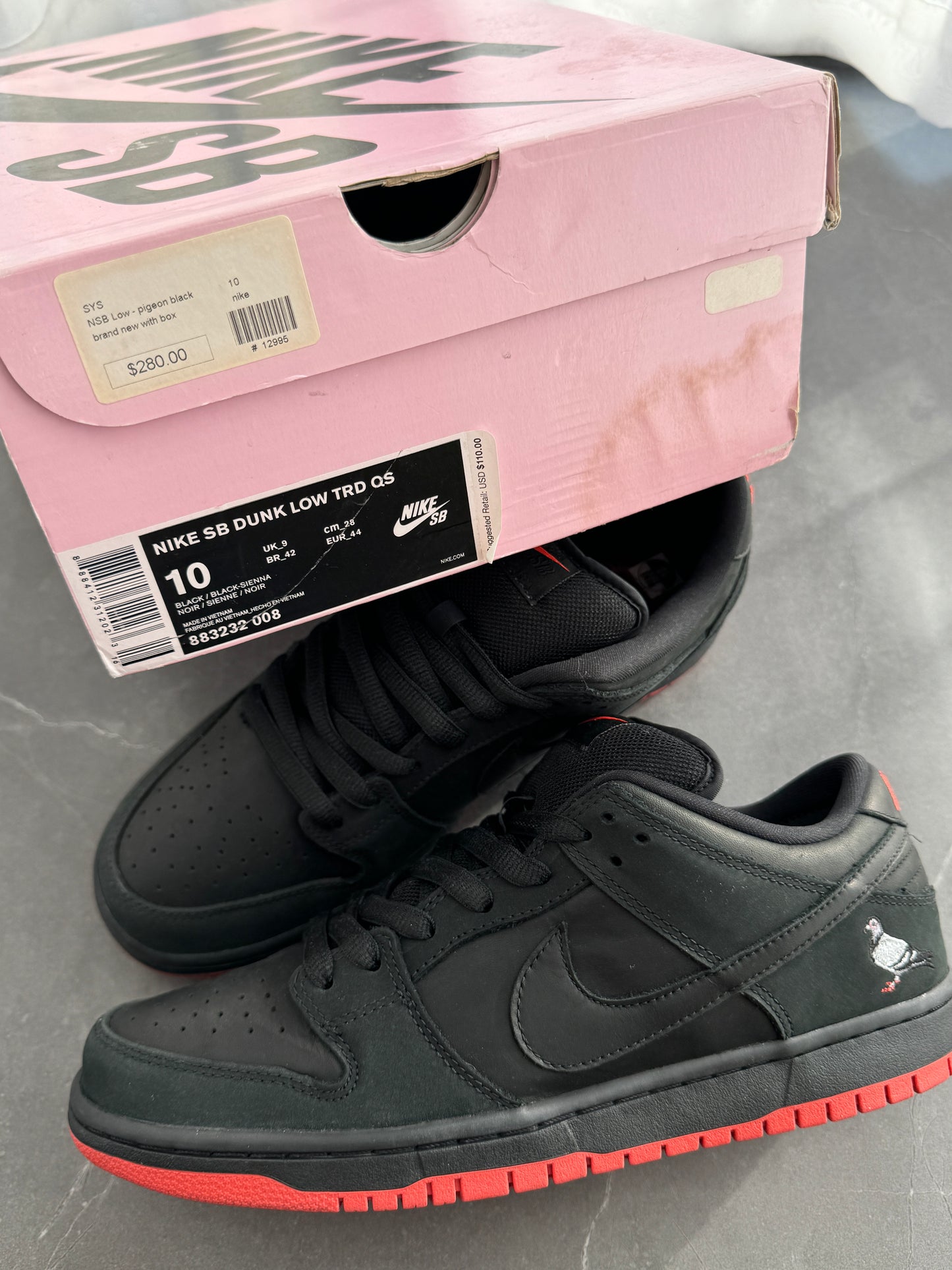 Dunk Low Pro SB Black Pigeon US10