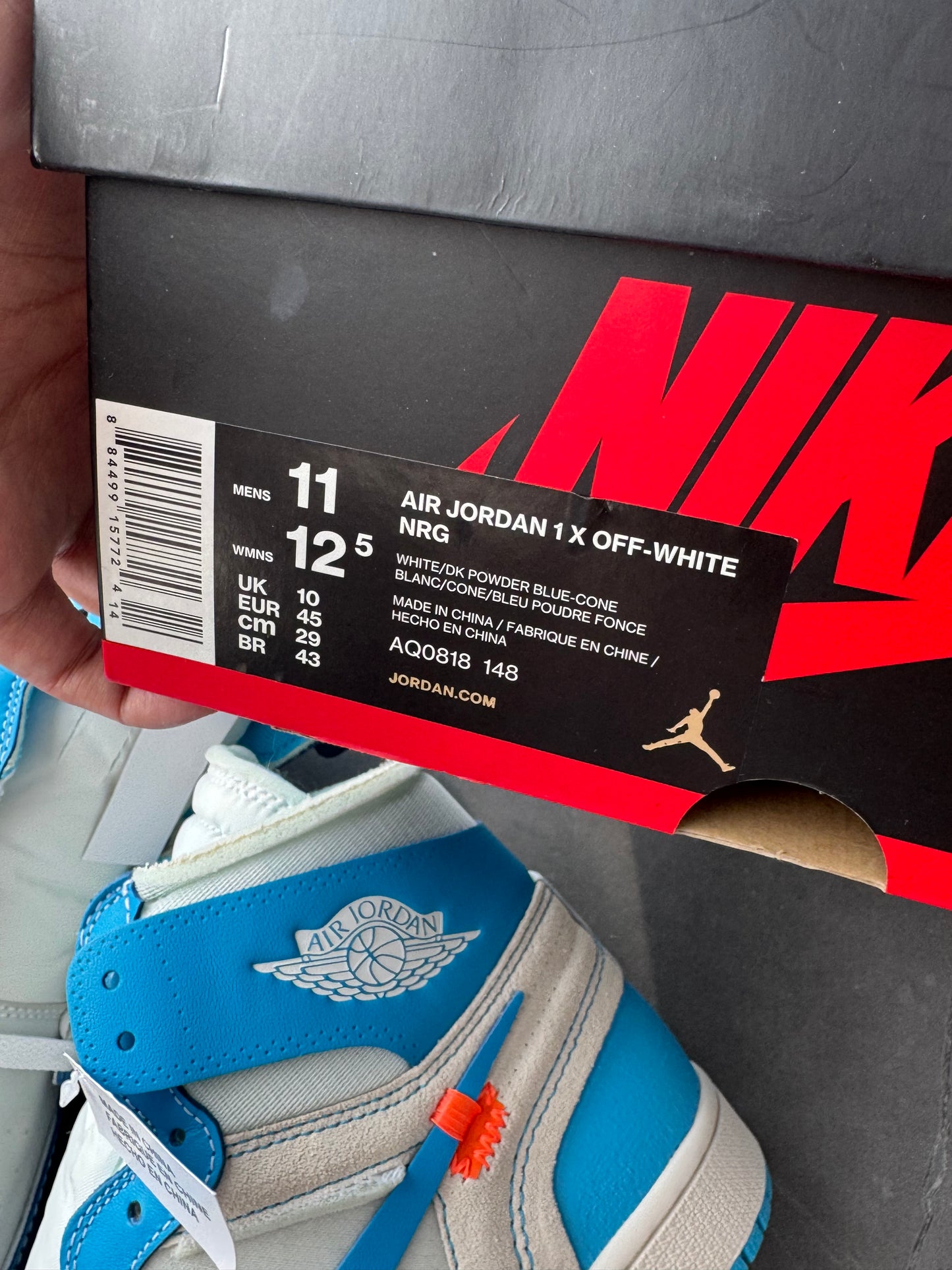 Air Jordan 1 High Off-White University Blue US11