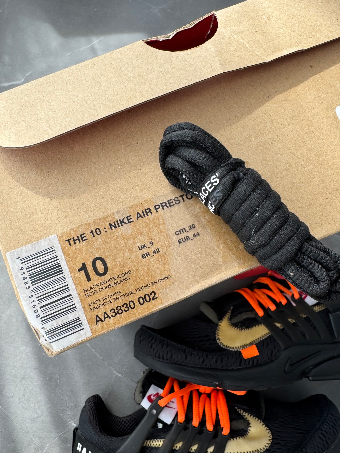 Air Presto Off-White Black US10