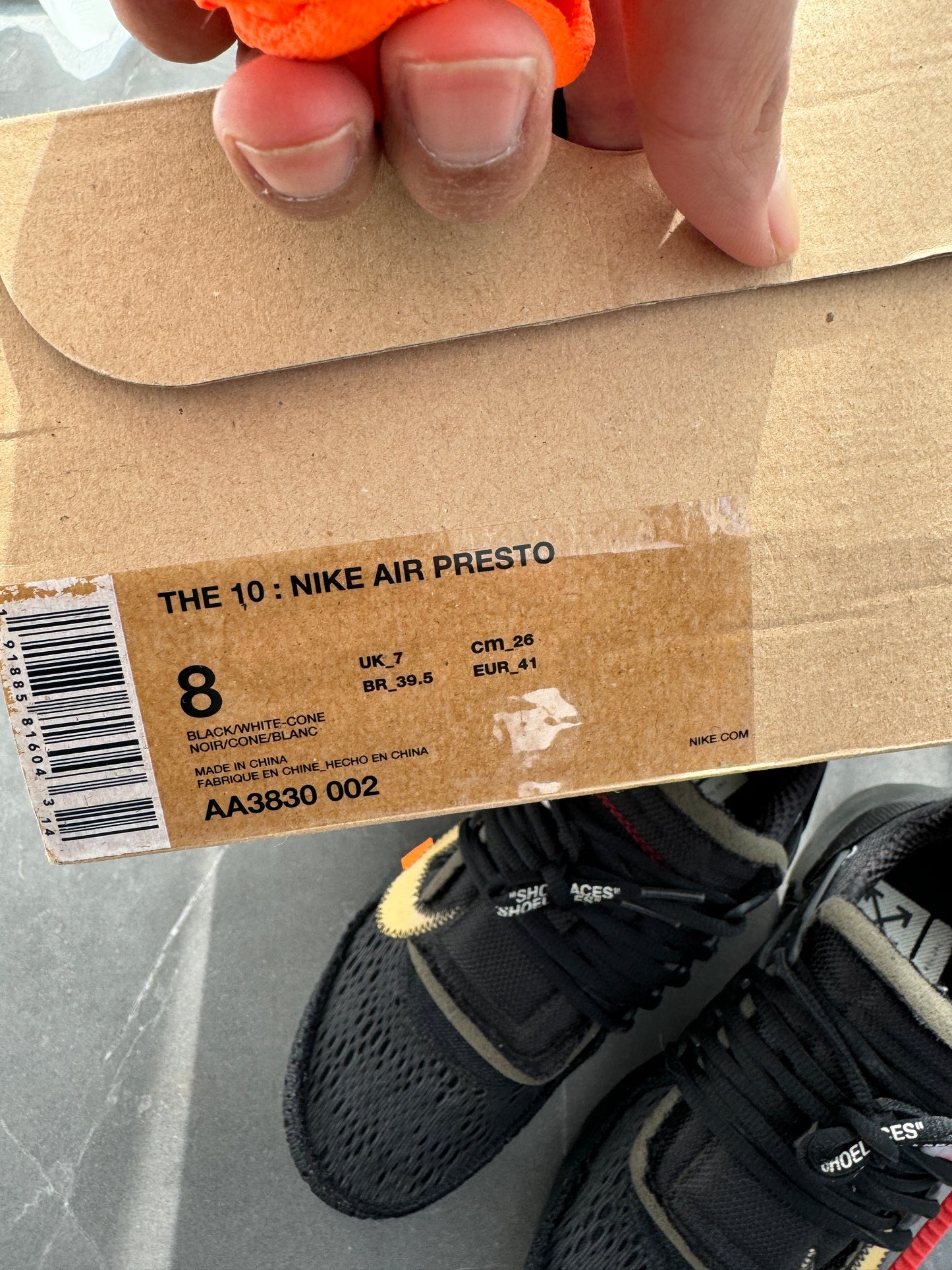 Nike Air Presto Off-White Black US8