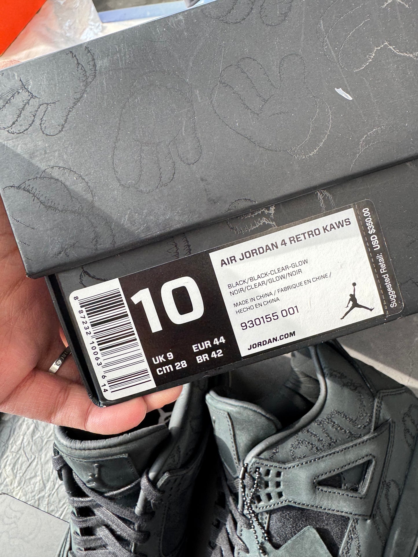 Air Jordan 4 Kaws Black US10